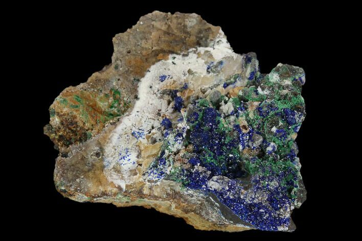 Sparkling Azurite and Malachite Crystal Cluster - Morocco #128159
